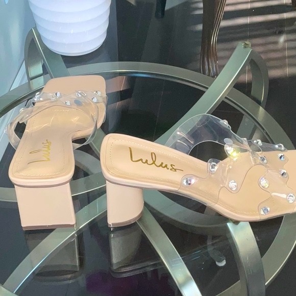 Lulus Joji Nude Transparent Crystal High Heels - Picture 6 of 12